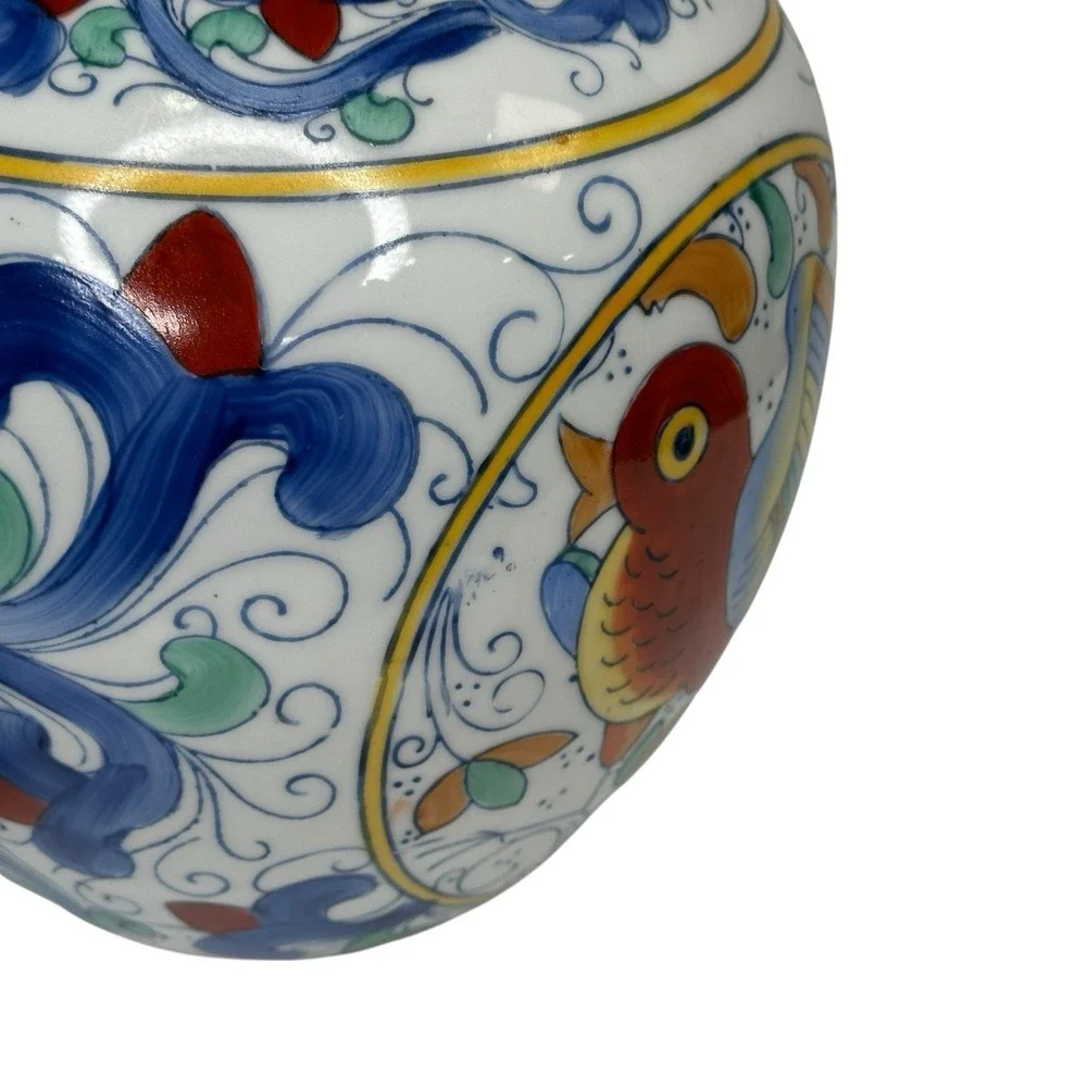 Ginger Jar Mid Century Chinese  - Floral Birds Parrot - World Bank Era